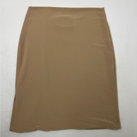 AYM Khaki Tan Stretchy Mini skirt with slit Size Small‎ - Picture 6 of 9